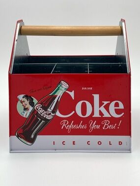 Coca-Cola Tin Coke Utensil Napkin Caddy Carrier